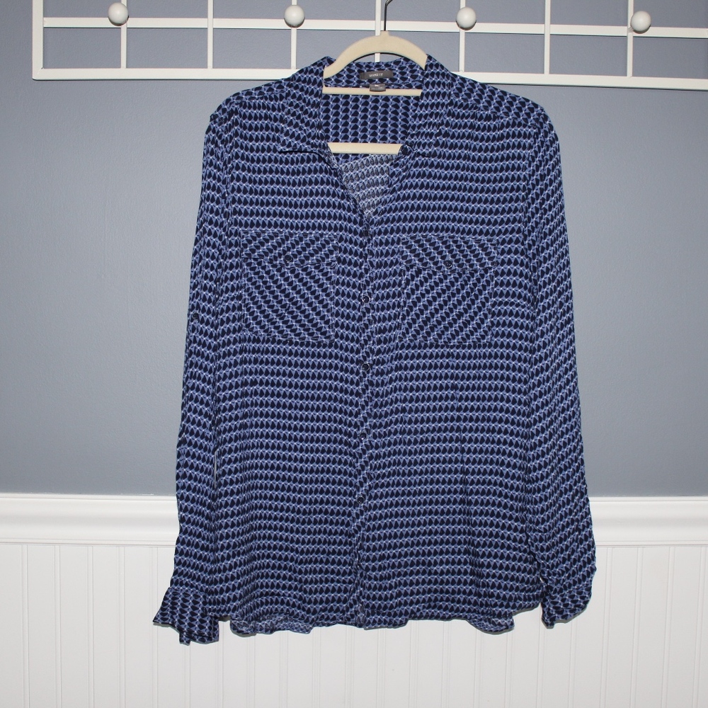 Pattern Button Up Blouse - image 1